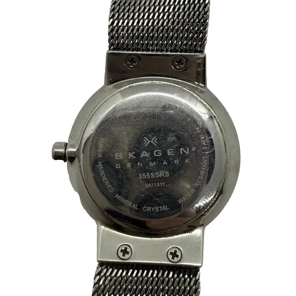 Skagen Women's 355SSRS Dress Watch 2-Tone Stainless Steel Mesh Band Date WR 3ATM